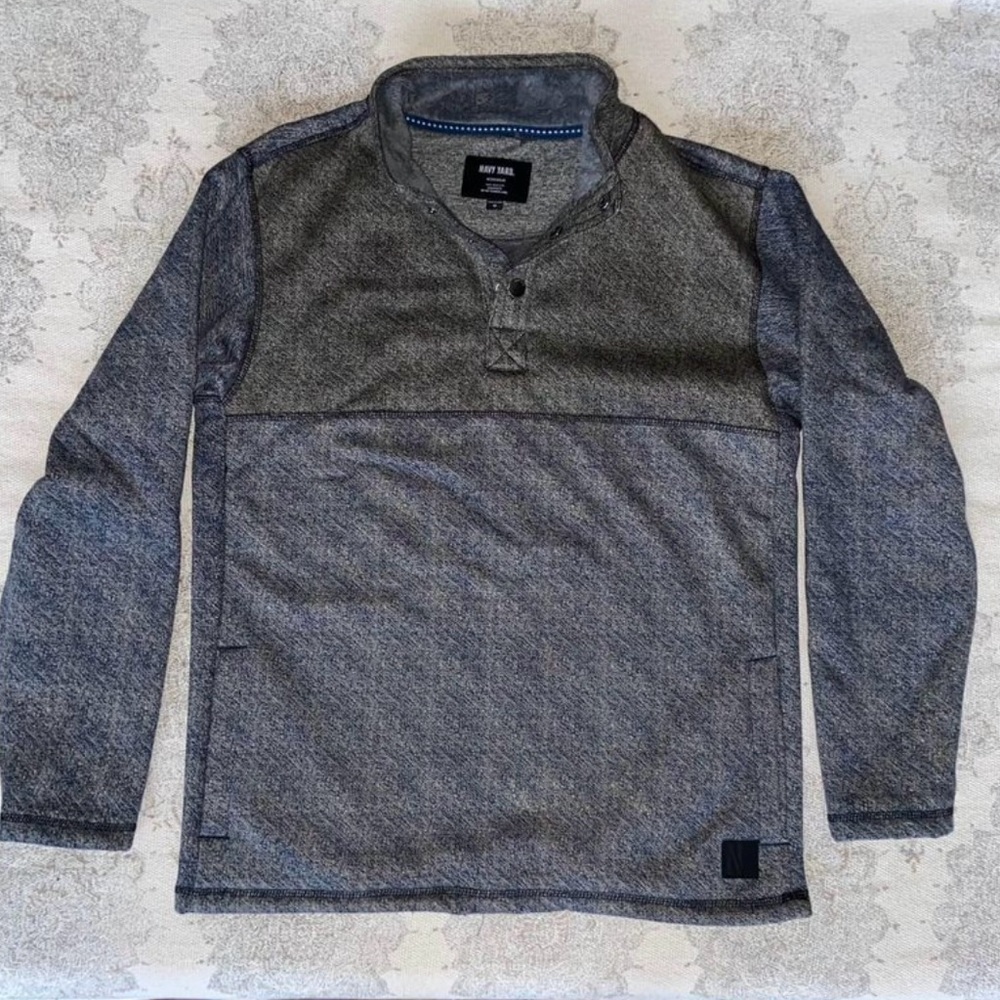 Sz Medium Mens Navy Yard Pullover Long Sleeve - Fuzzy Inside